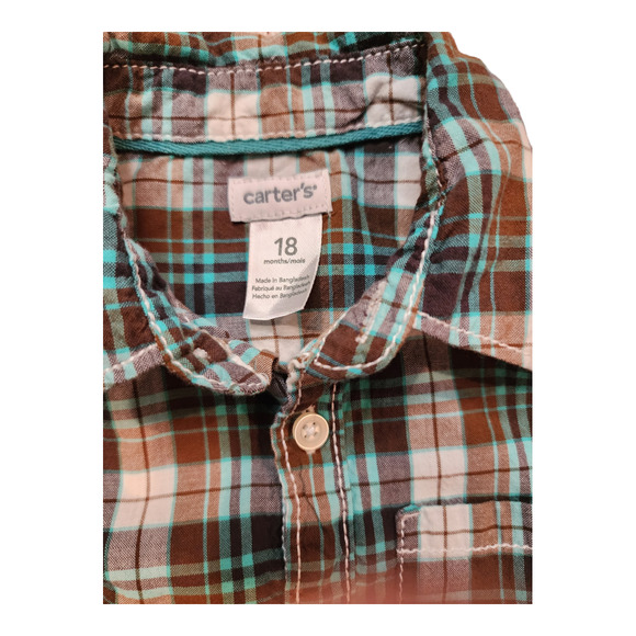 Carter's Toddler Boy Plaid Button Down Shirt 18M - Picture 3 of 3